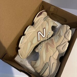 New Balance 9060 Beige and Mauve Retro Runner Sneakers